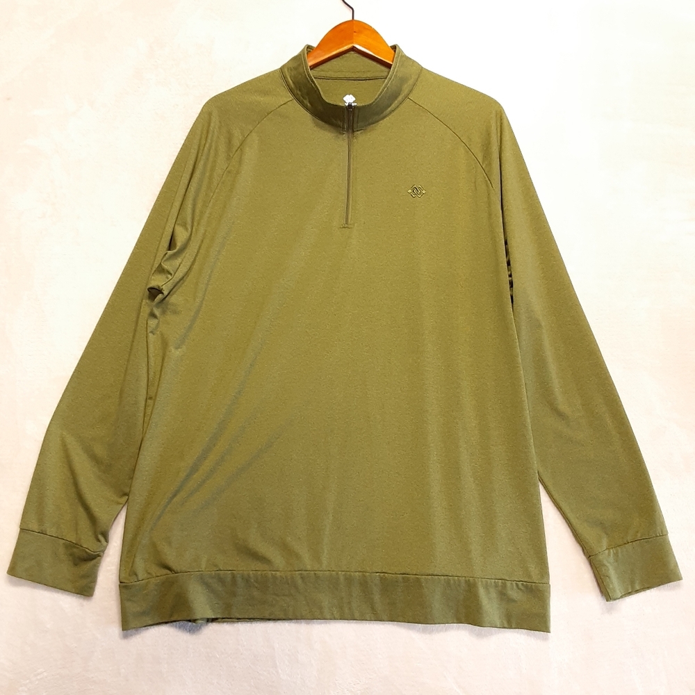 Mofiz Mens Long Sleeve 1/4 Zip Athletic Shirt Green XL Performance